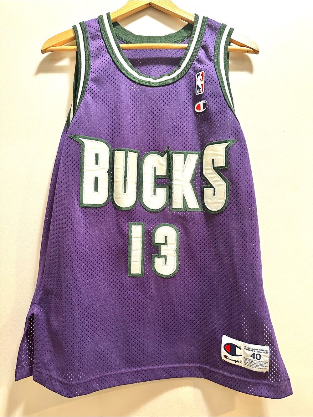 Vintage 90s NBA Glenn Robinson Milwaukee Bucks Champion Jersey Mens Size 40 Sewn